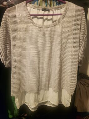 Zara Cream Textured Layered Short-Sleeve Top